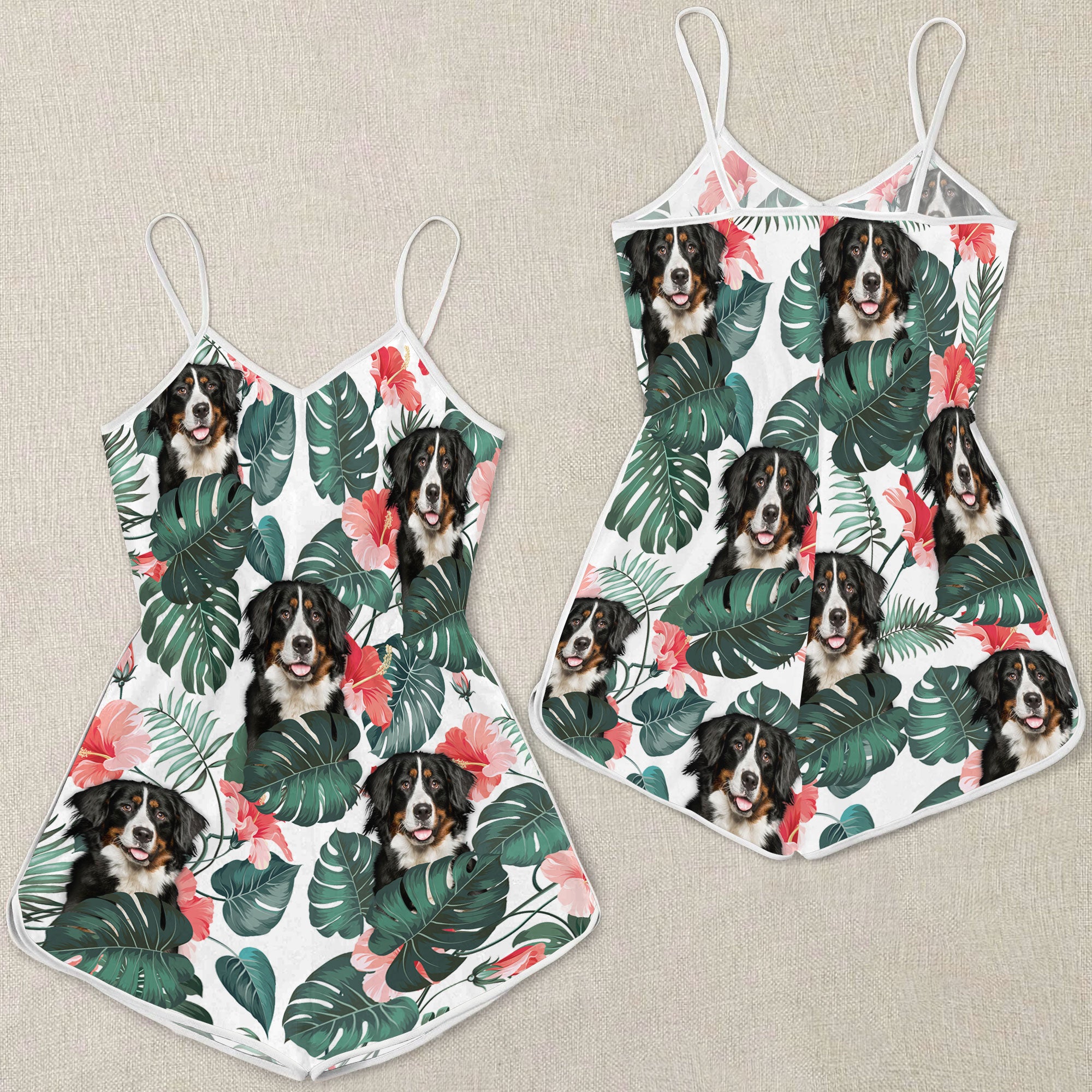 Greater Swiss Mountain Dog Pattern Sleeveless Romper