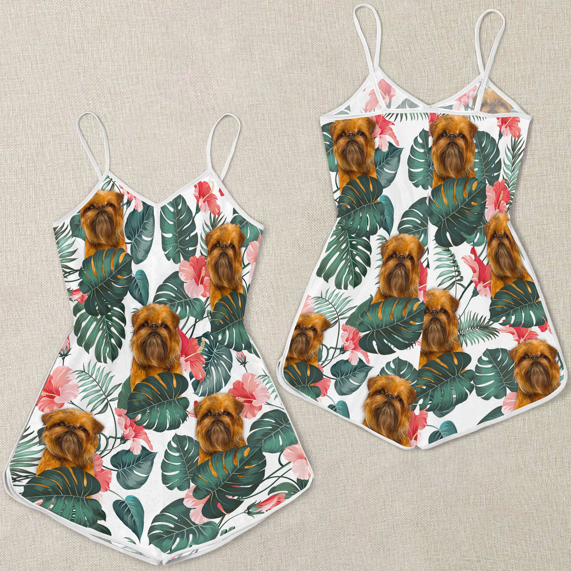 Griffon Brussels Pattern Sleeveless Romper
