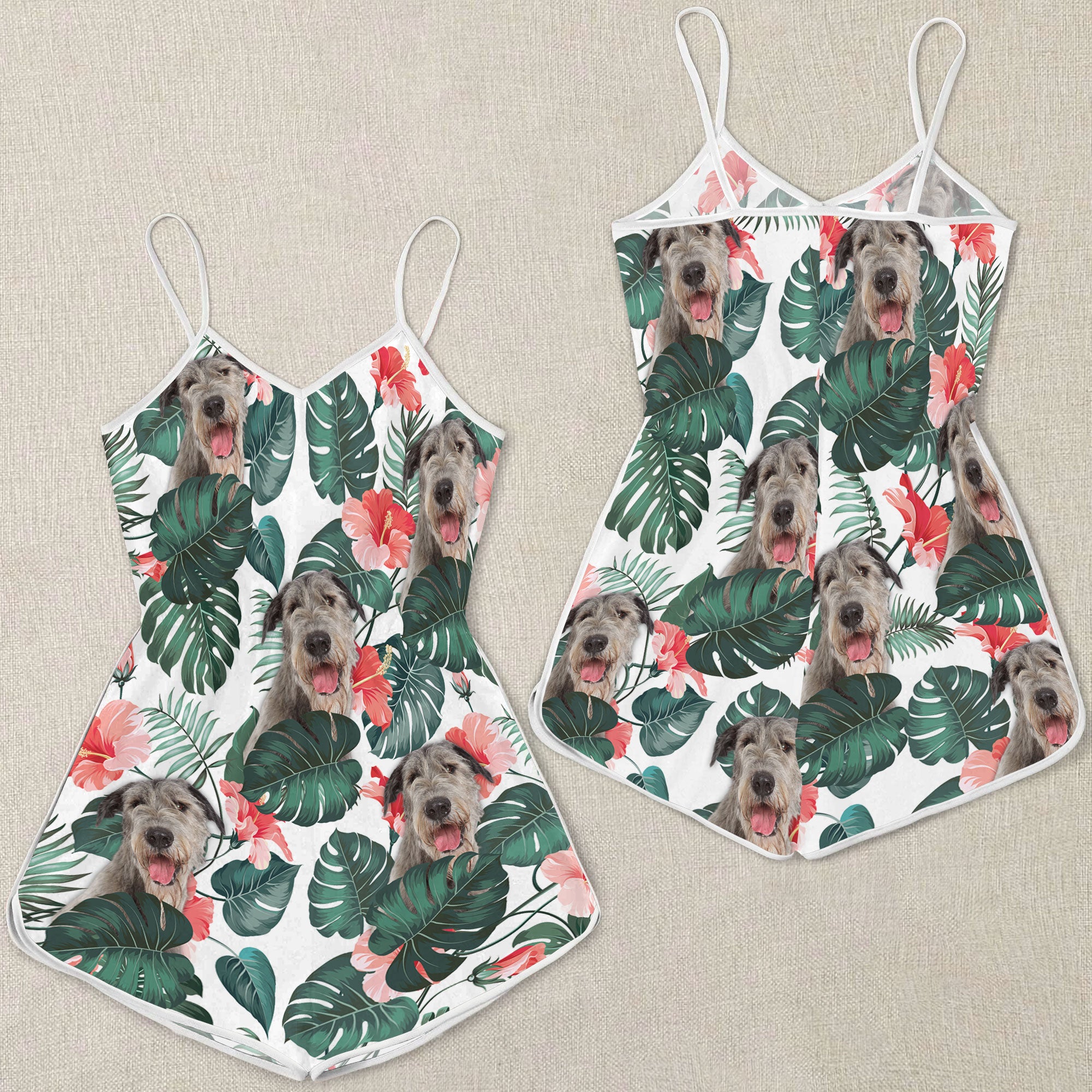 Irish Wolfhound Pattern Sleeveless Romper
