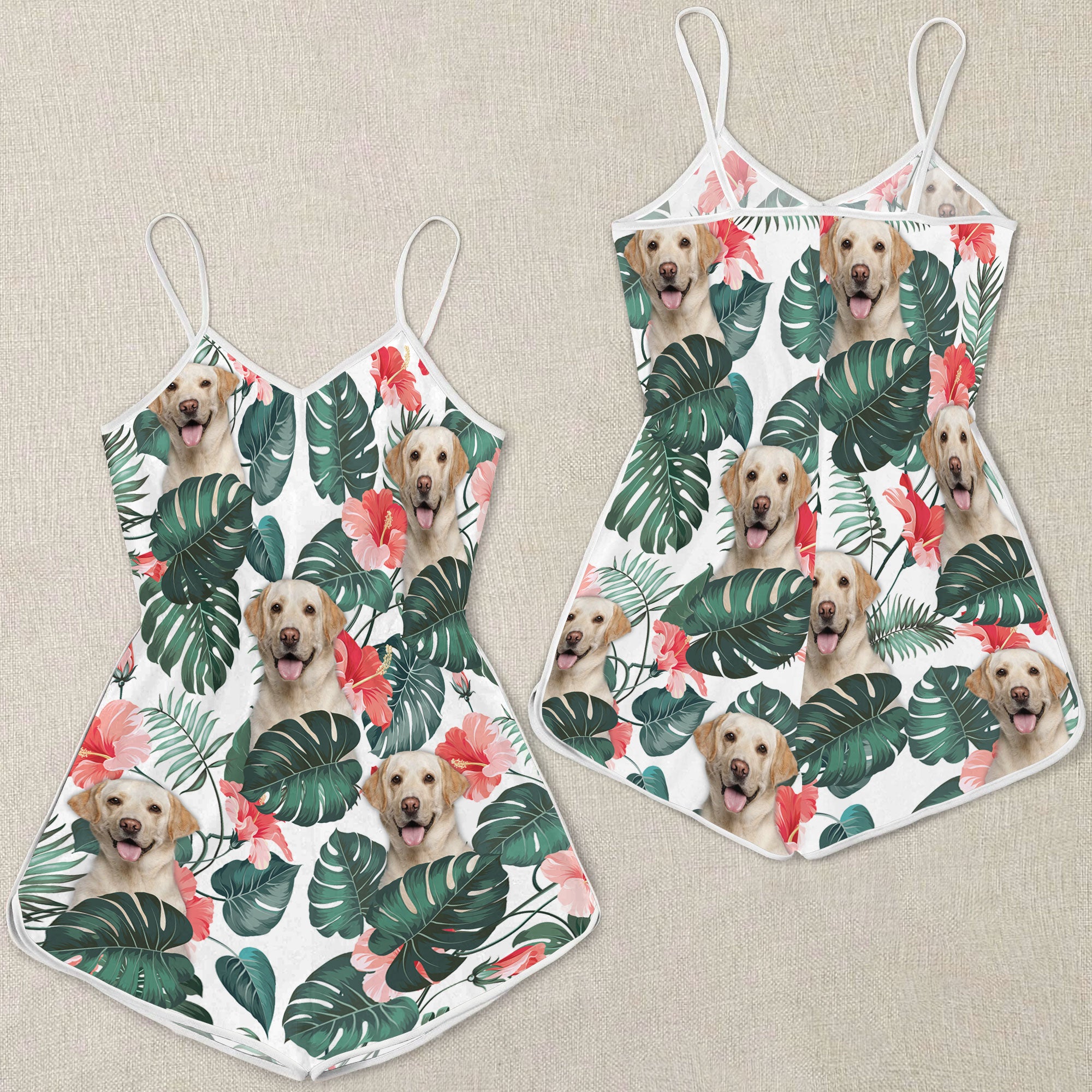 Labrador Retriever Pattern Sleeveless Romper