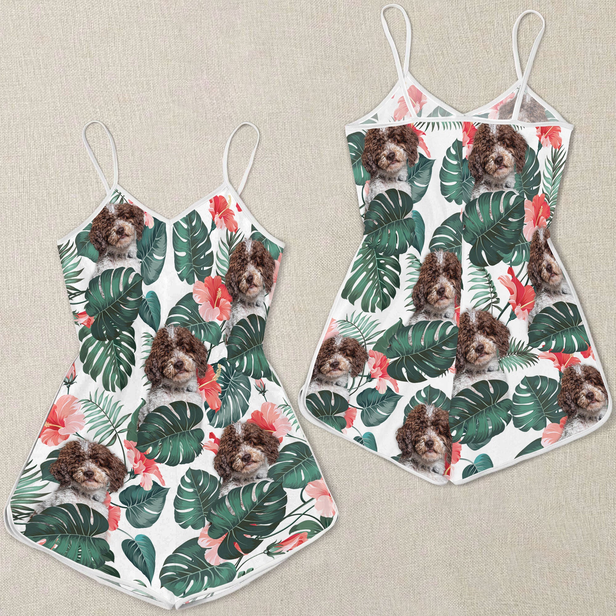 Lagotti Romagnoli Pattern Sleeveless Romper