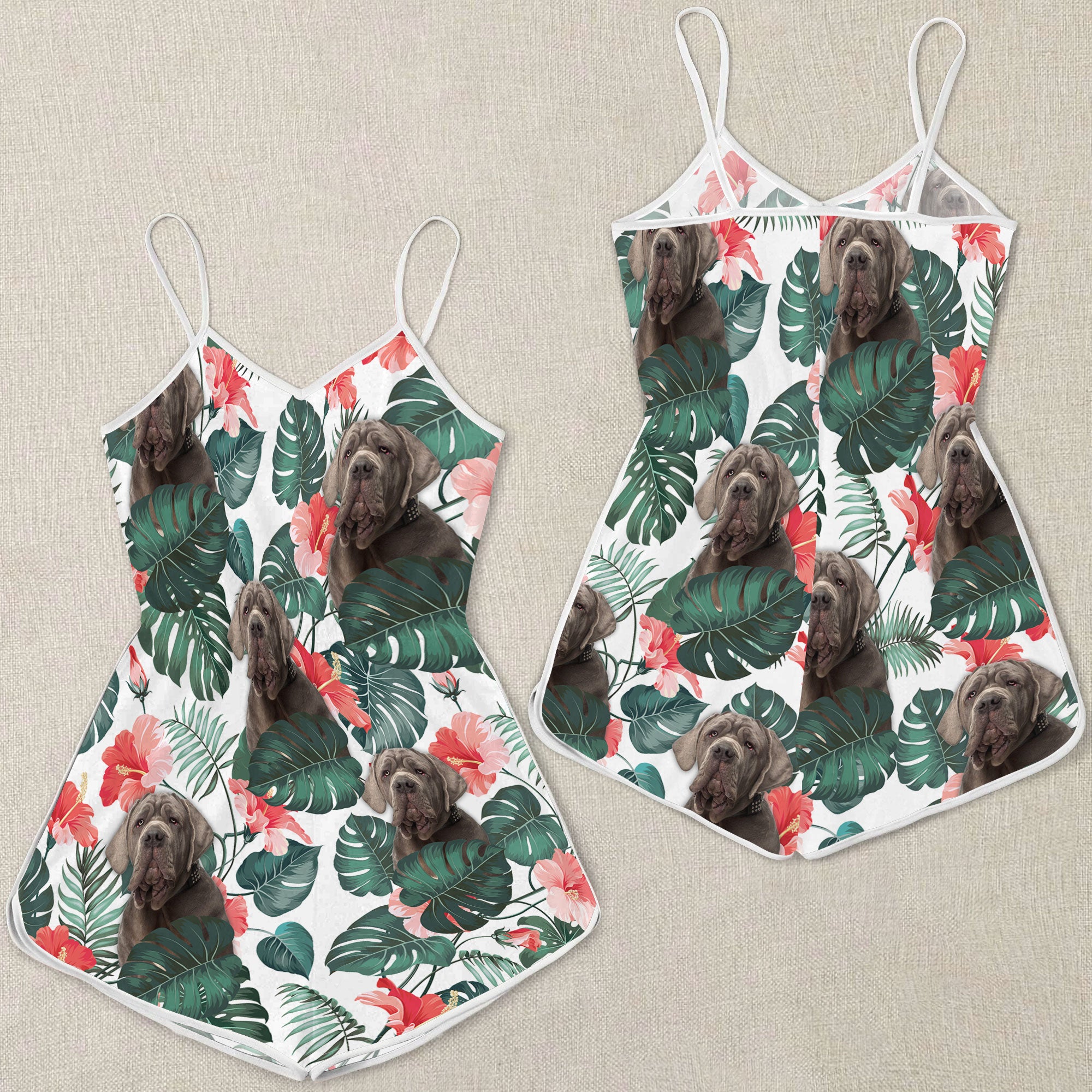 Neapolitan Mastiff Pattern Sleeveless Romper