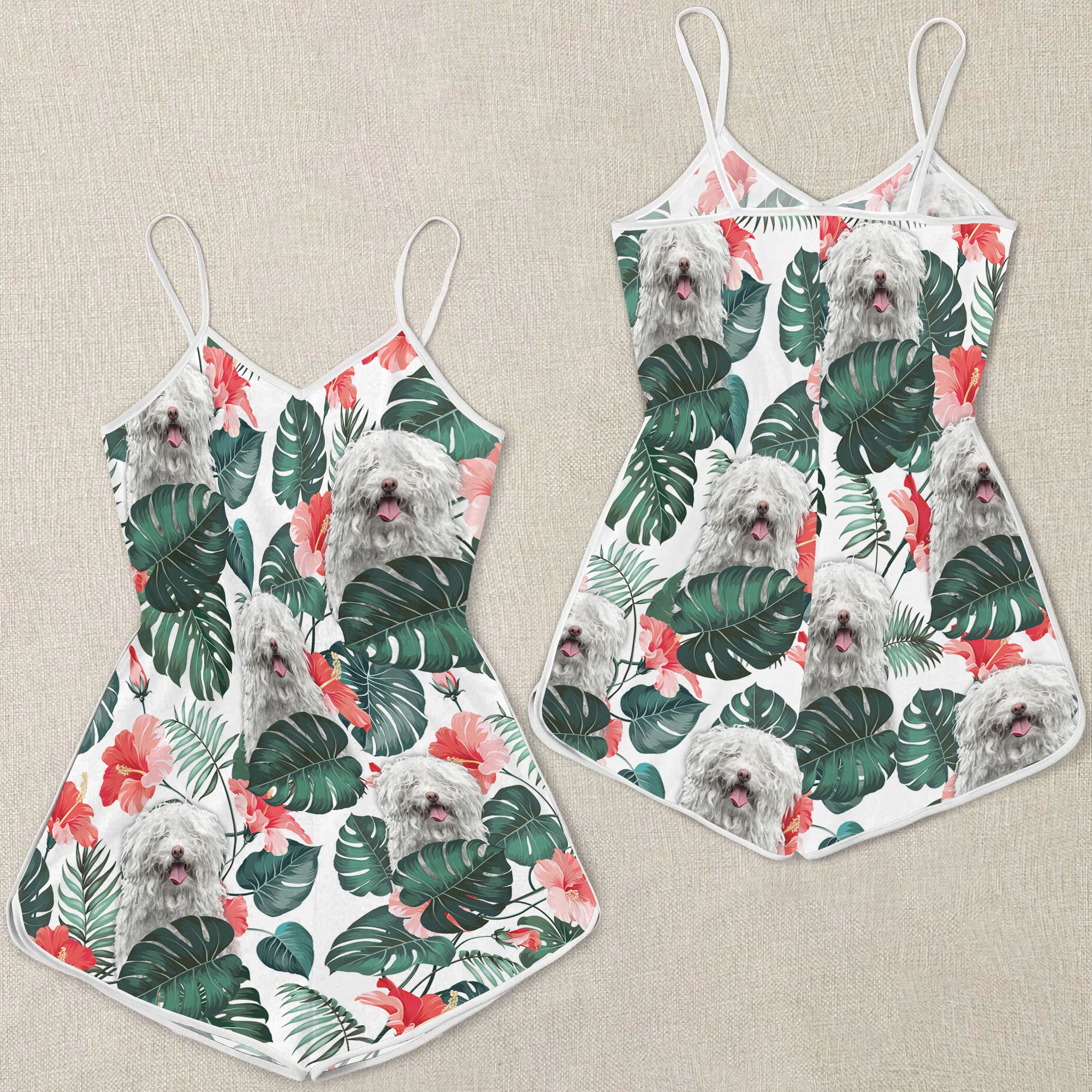 Puli Dog Pattern Sleeveless Romper