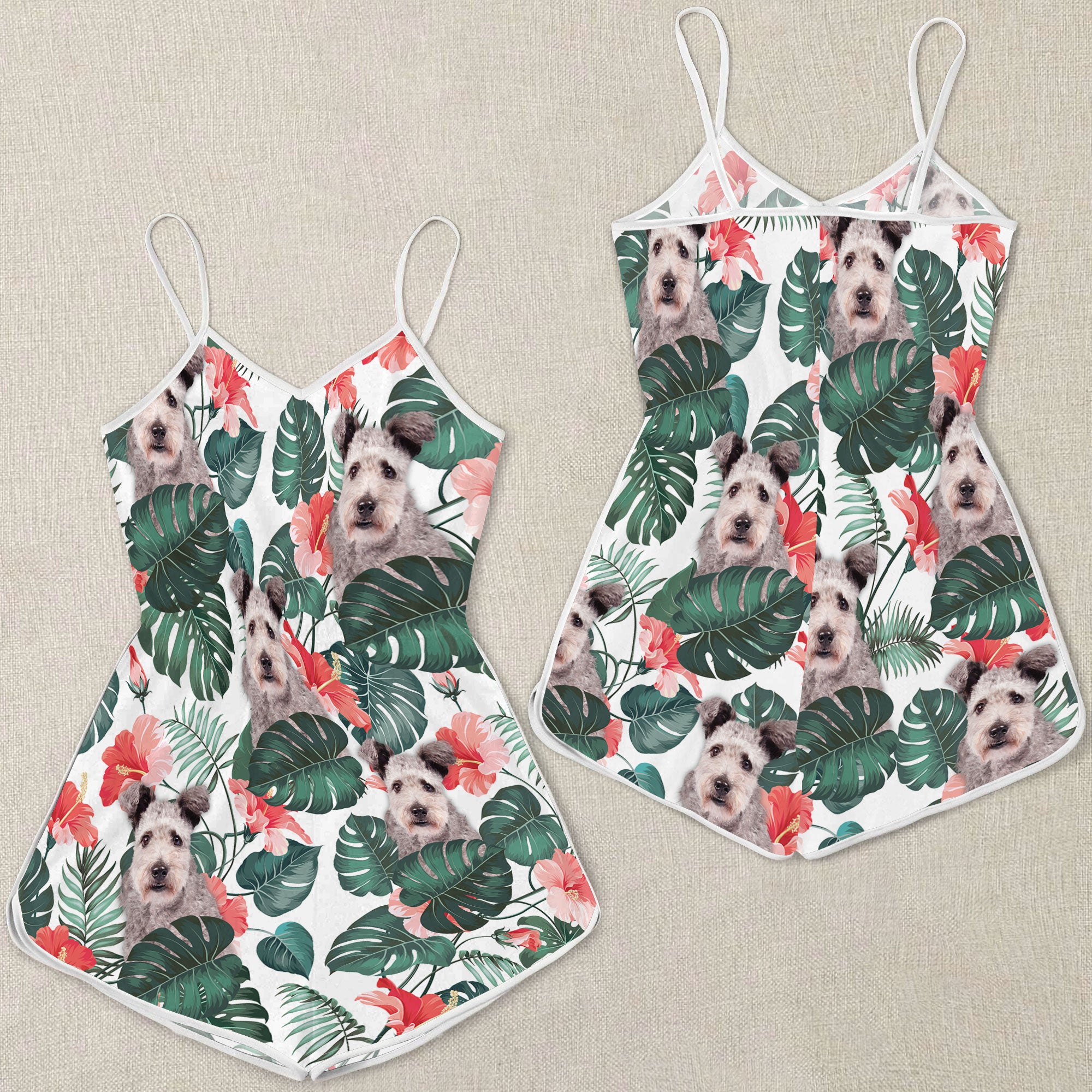 Pumi Dog Pattern Sleeveless Romper