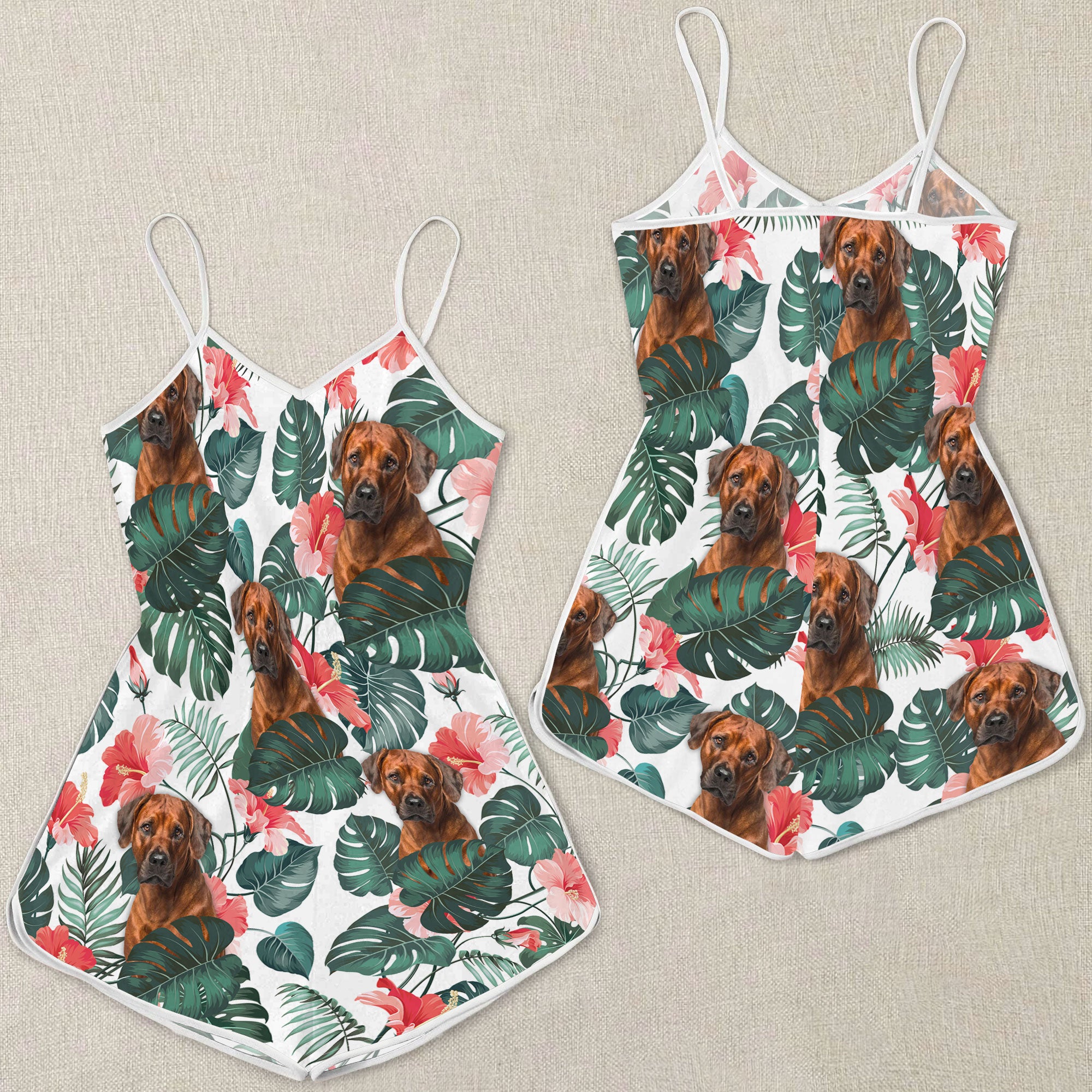 Rhodesian Ridgeback Pattern Sleeveless Romper