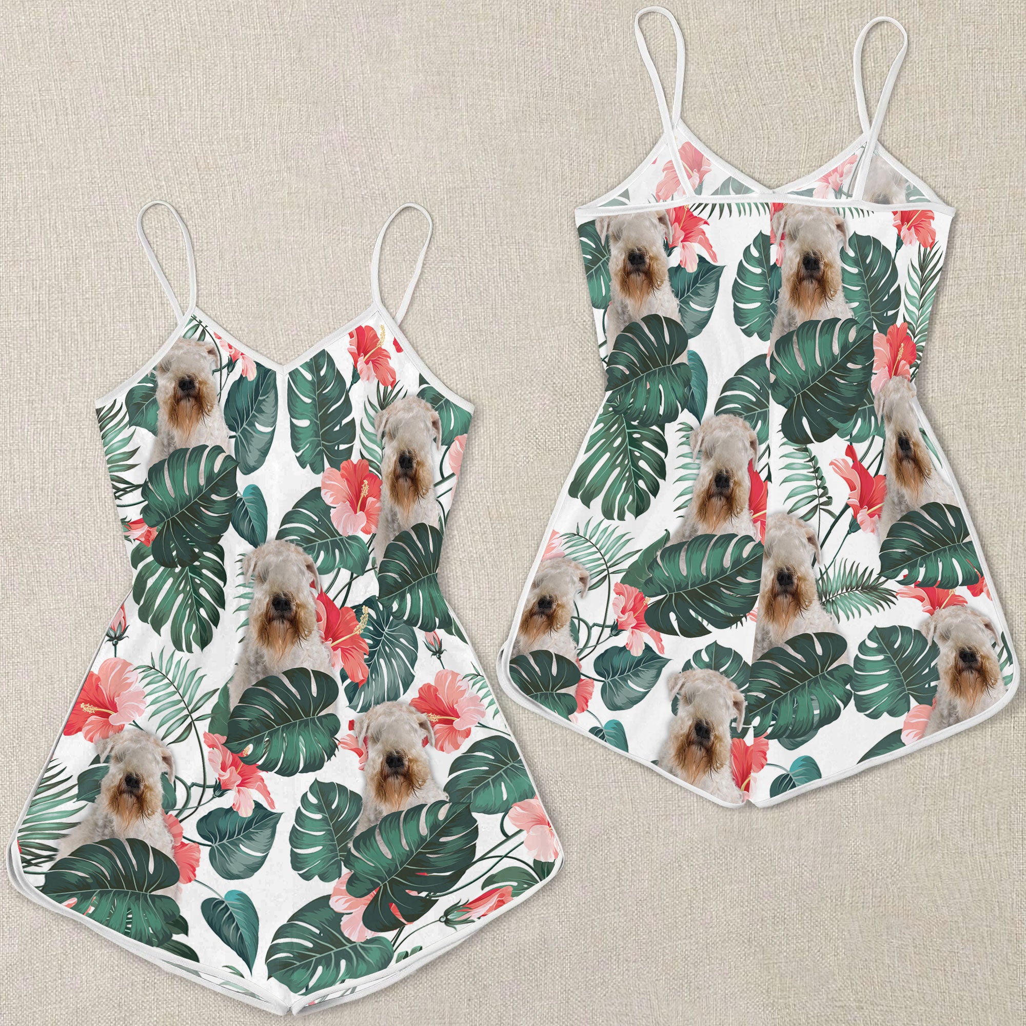 Soft-coated Wheaten Terrier Tropical Pattern Sleeveless Romper