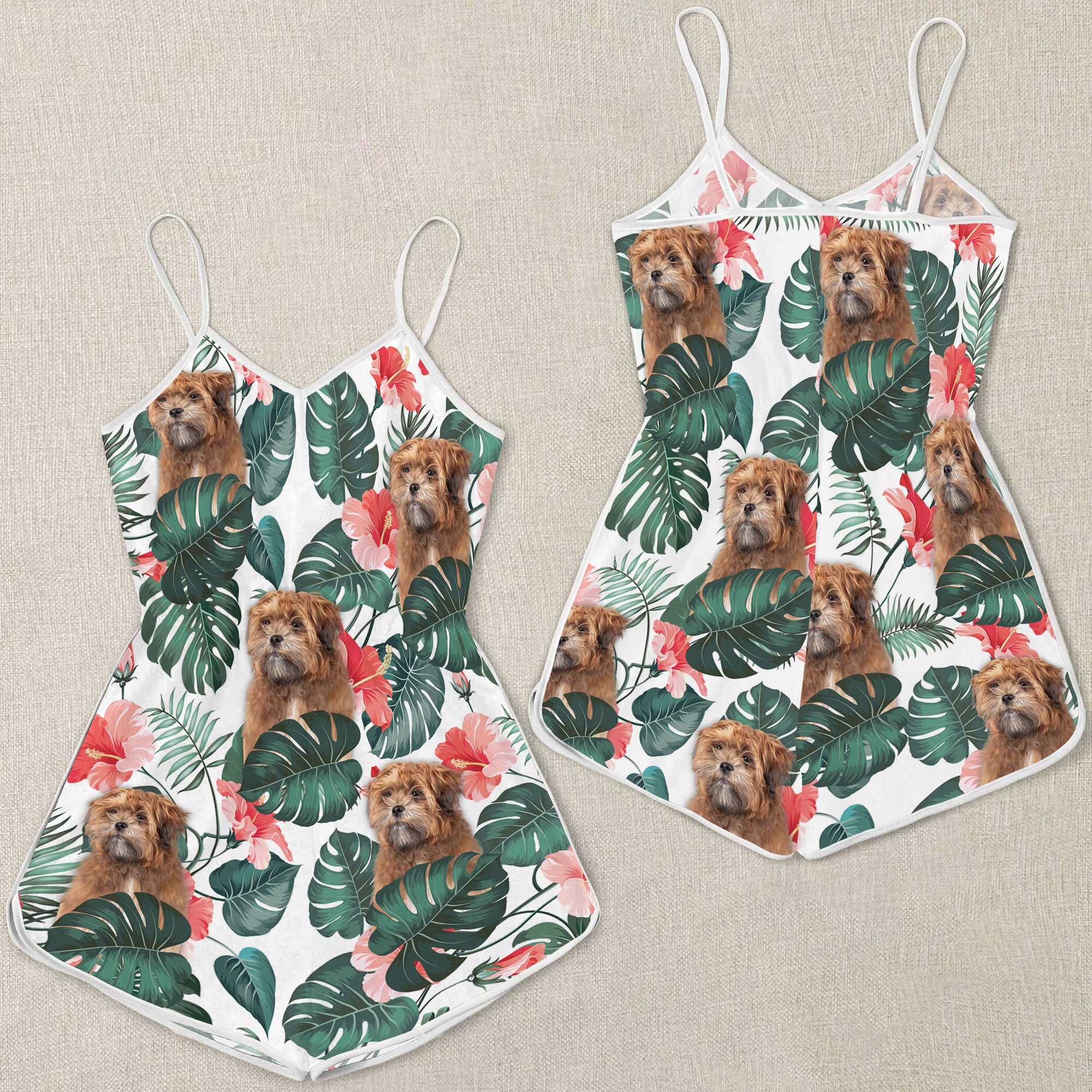 Zuchon Tropical Pattern Sleeveless Romper