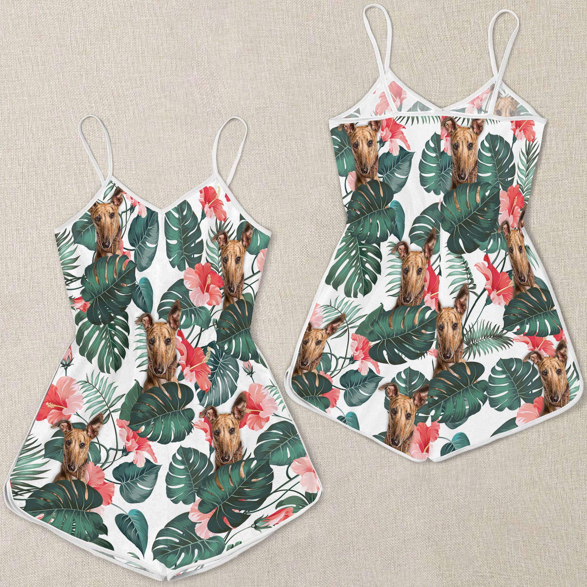 Whippet Tropical Pattern Sleeveless Romper