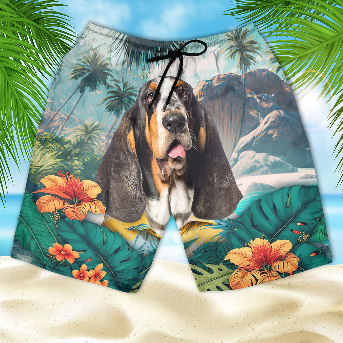 Basset Hound - 3D Men's Beach Short