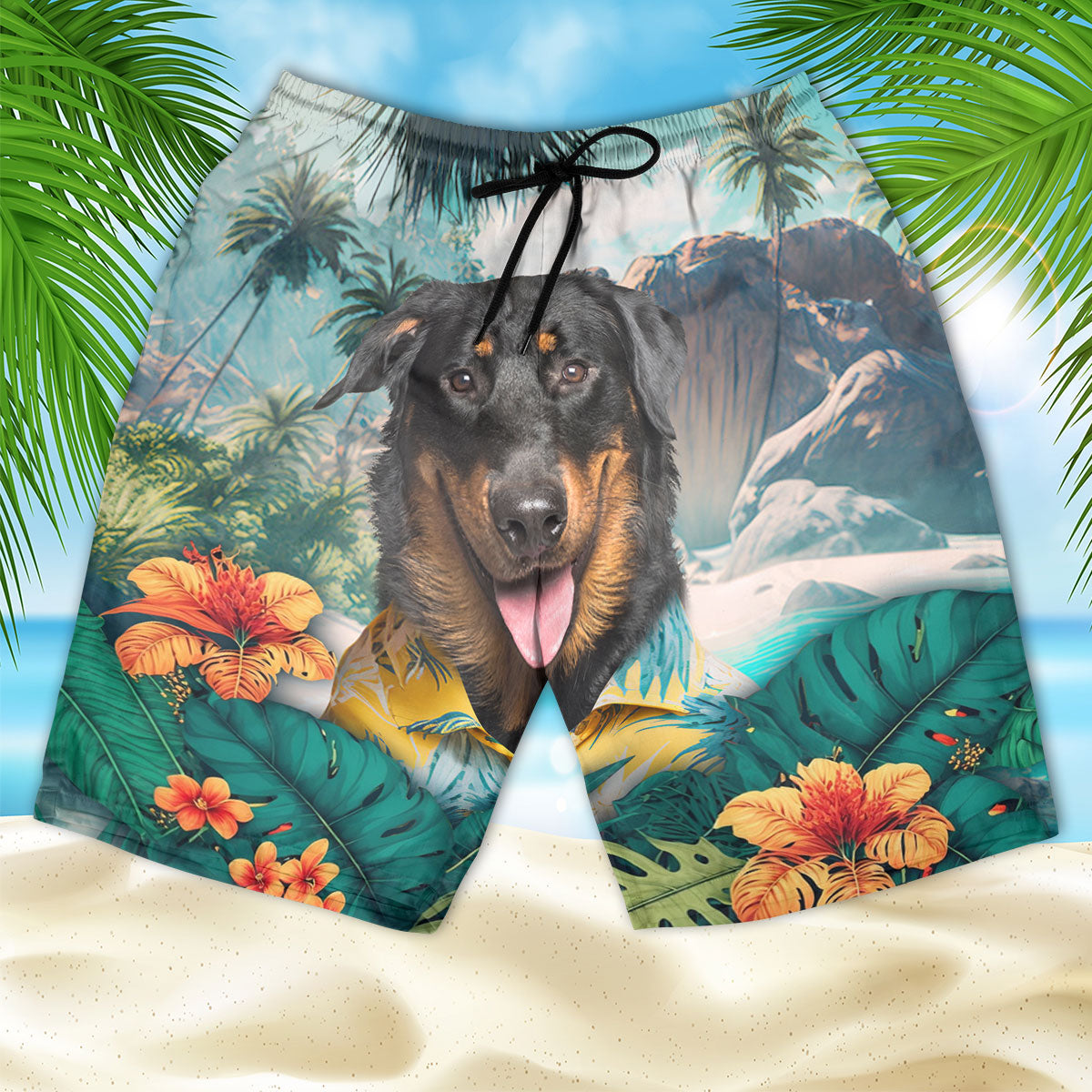 Beauceron - 3D Men's Beach Short