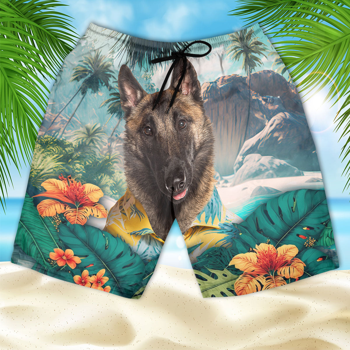 Belgian Malinois - 3D Men's Beach Short