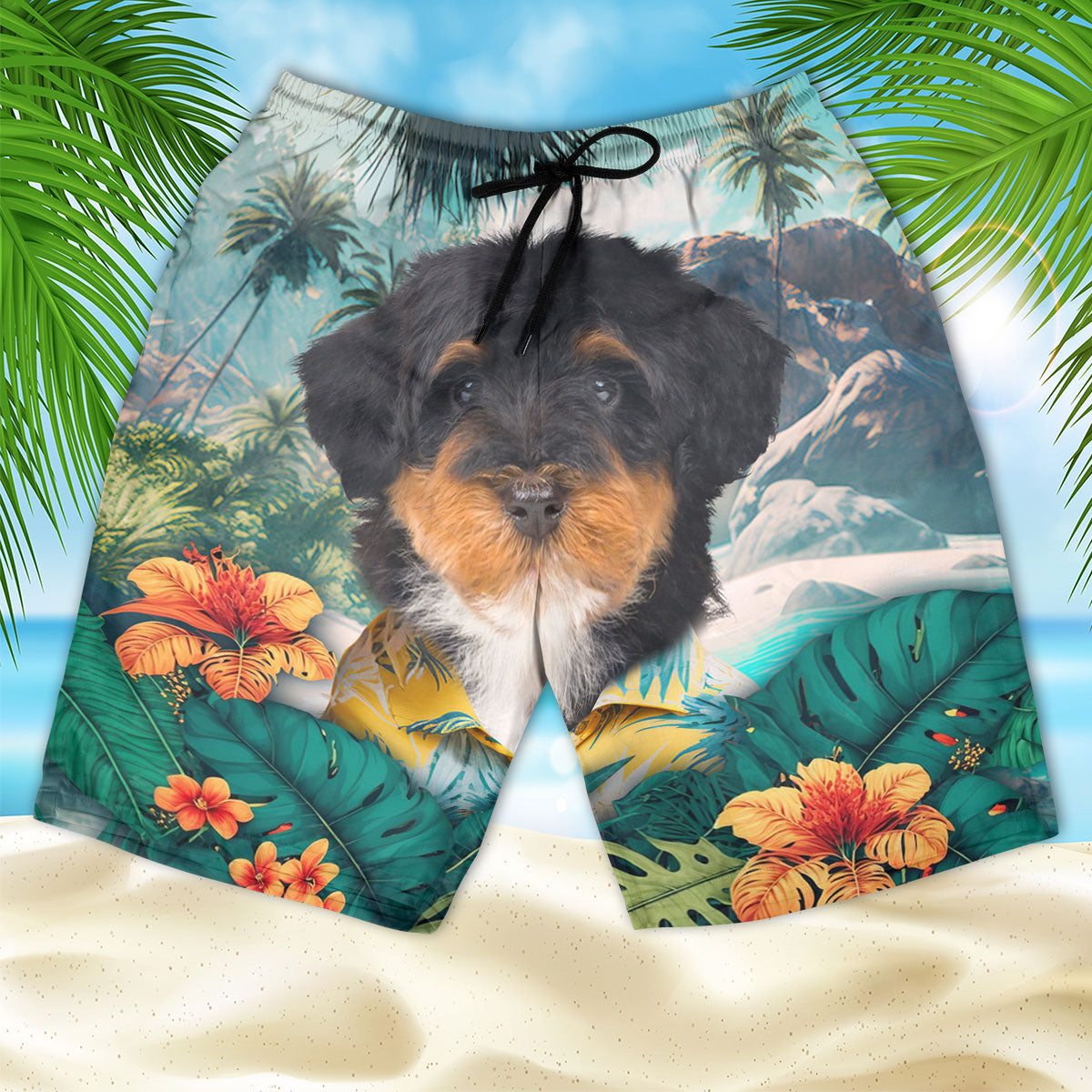 Bernedoodle - 3D Men's Beach Short