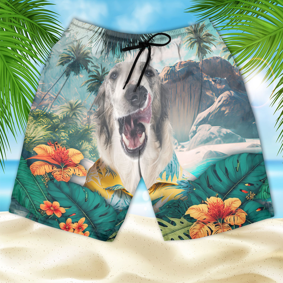Borzoi - 3D Men's Beach Short