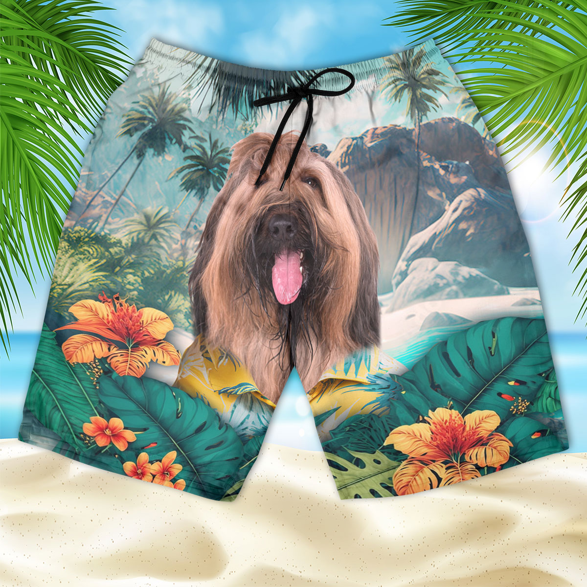 Briard - 3D Men's Beach Short