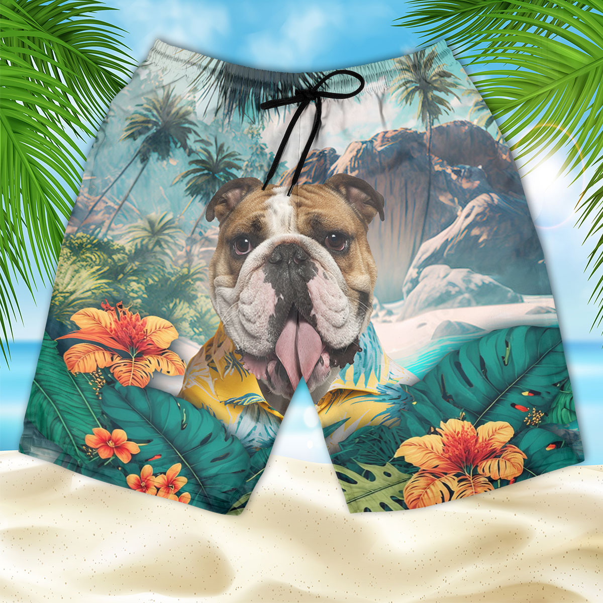 Bulldog - 3D Men's Beach Short
