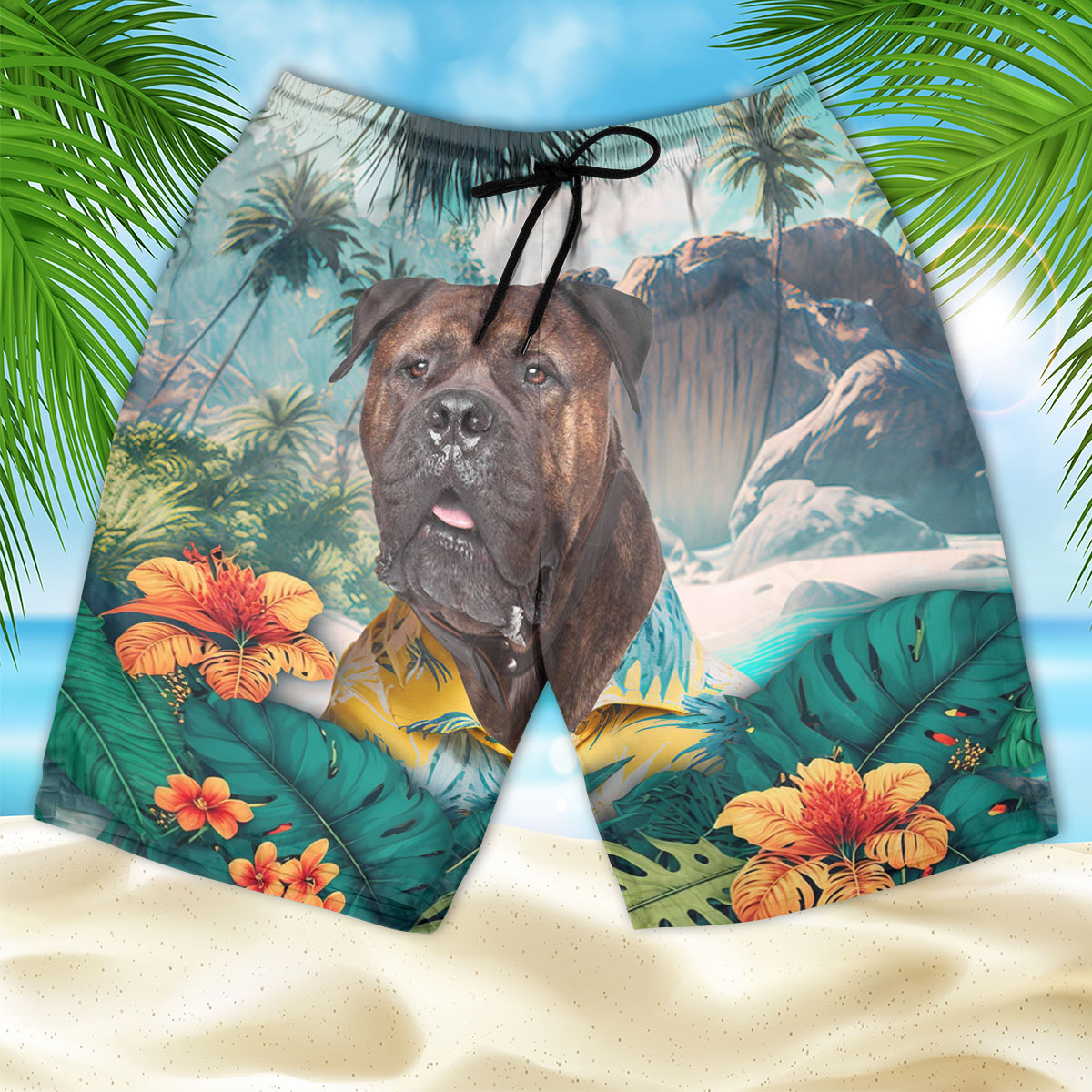 Bullmastiff - 3D Men's Beach Short