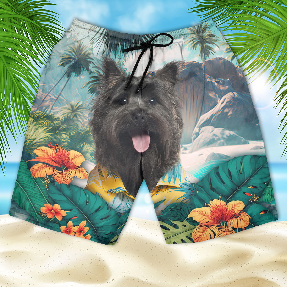 Cairn Terrier - 3D Men's Beach Short