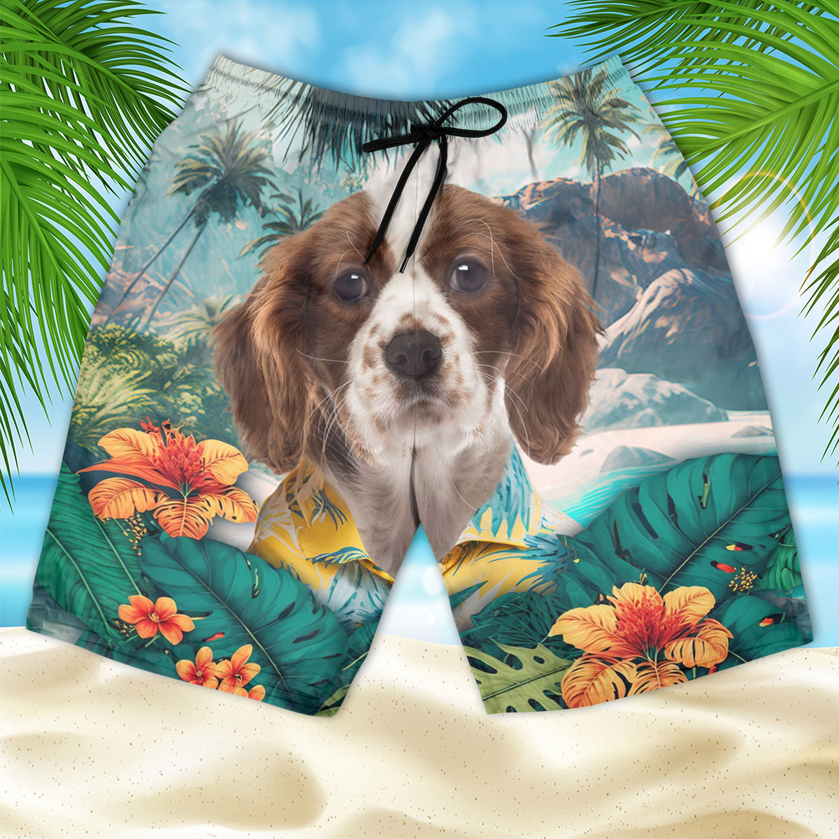 Cavalier King Charles Spaniel - 3D Men's Beach Short