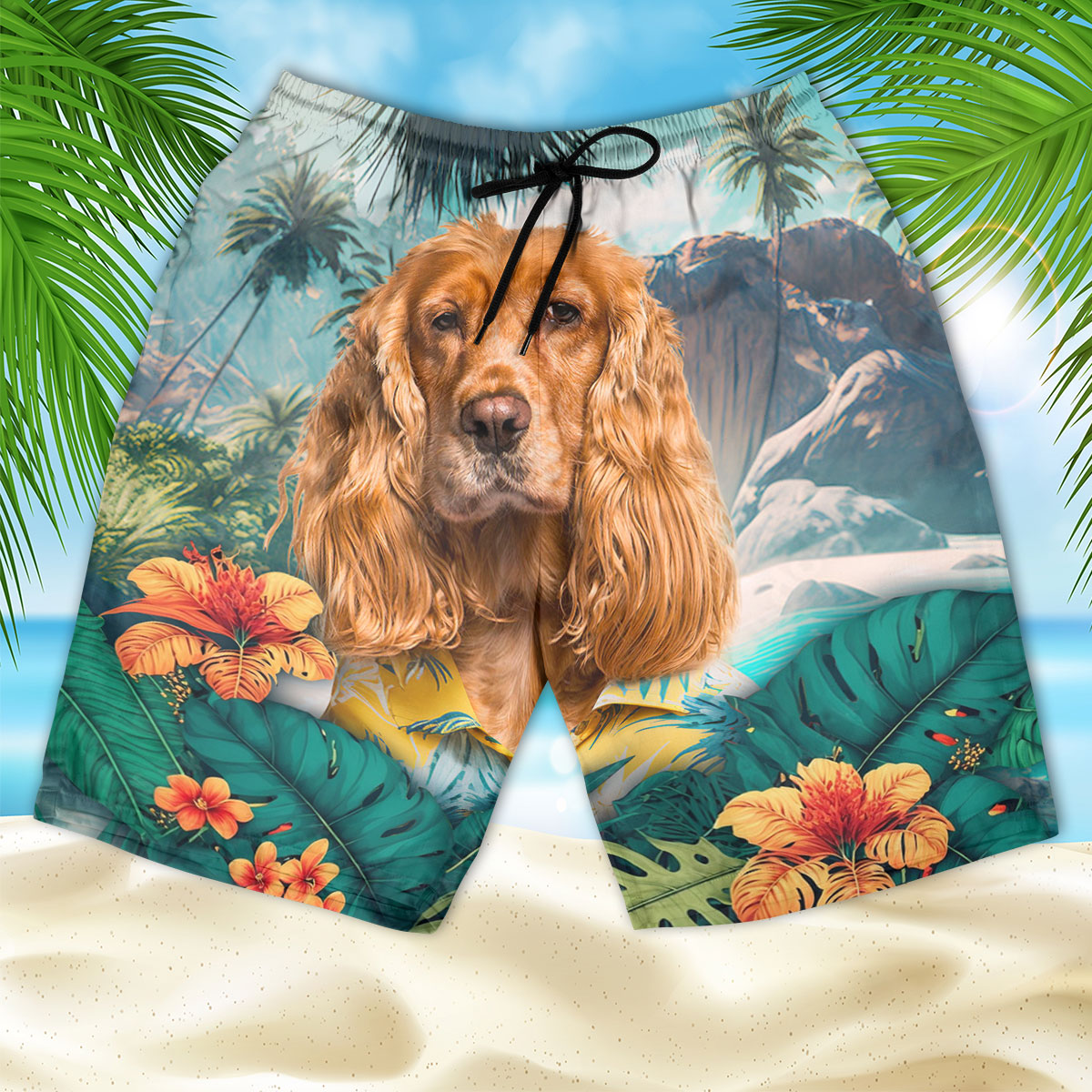 Cocker Spaniel - 3D Men's Beach Short
