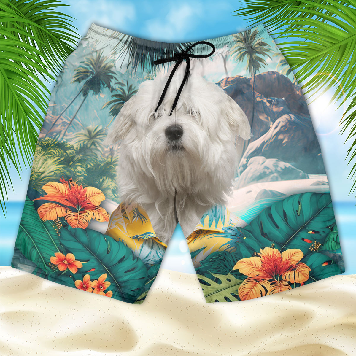 Coton de Tulear - 3D Men's Beach Short