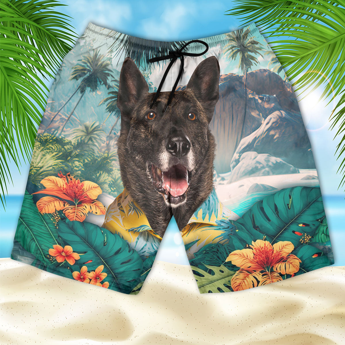 Dutch Shepherd - 3D Men's Beach Short