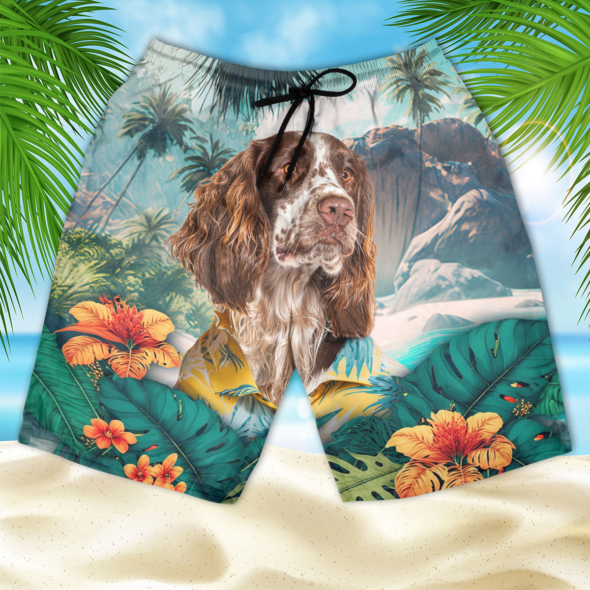 English Springer Spaniel - 3D Men's Beach Short