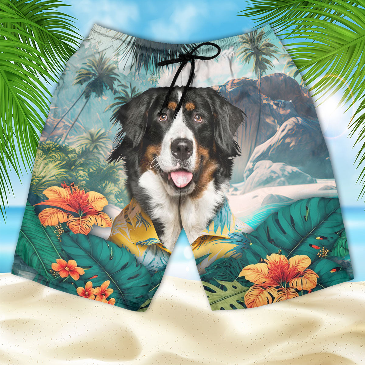 Greater Swiss Mountain Dog - 3D Men's Beach Short