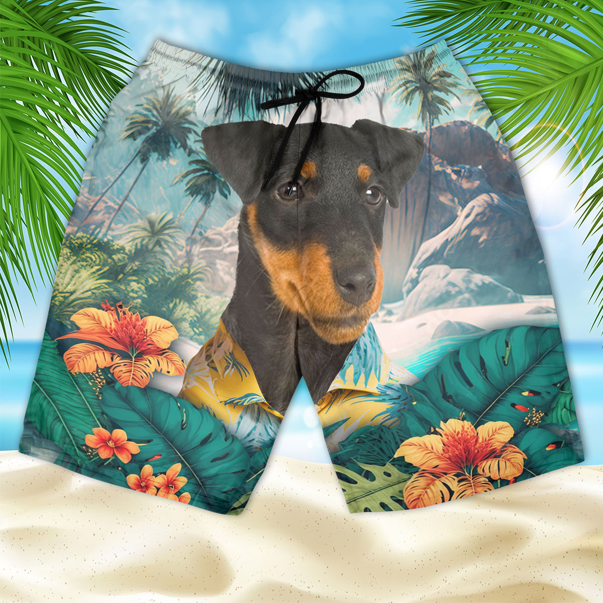 Jagdterrier - 3D Men's Beach Short