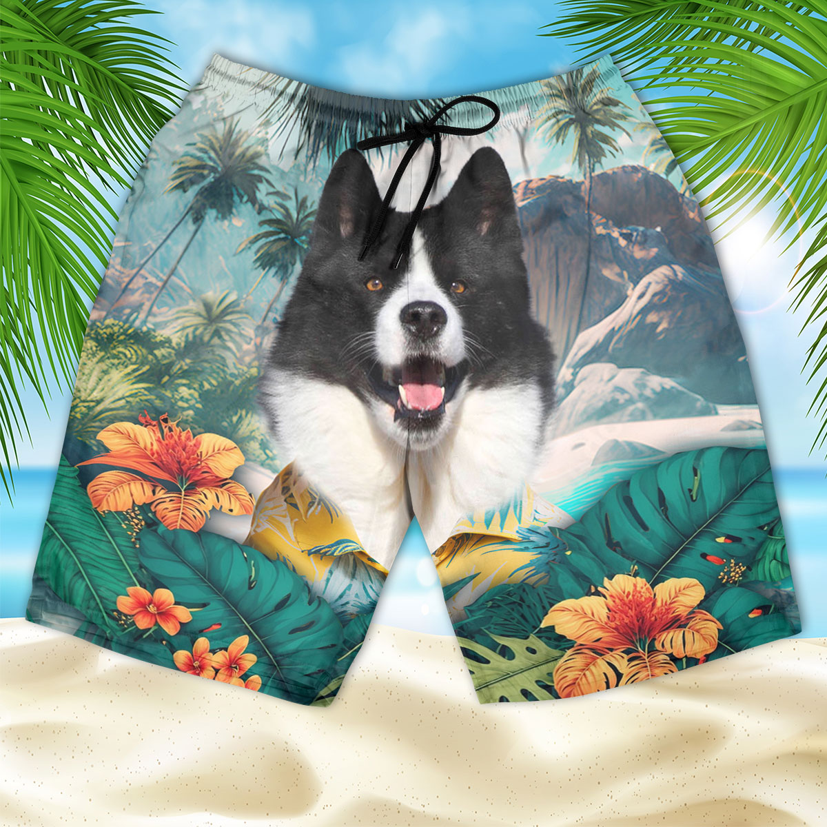 Karelian Bear Dog - 3D Men's Beach Short