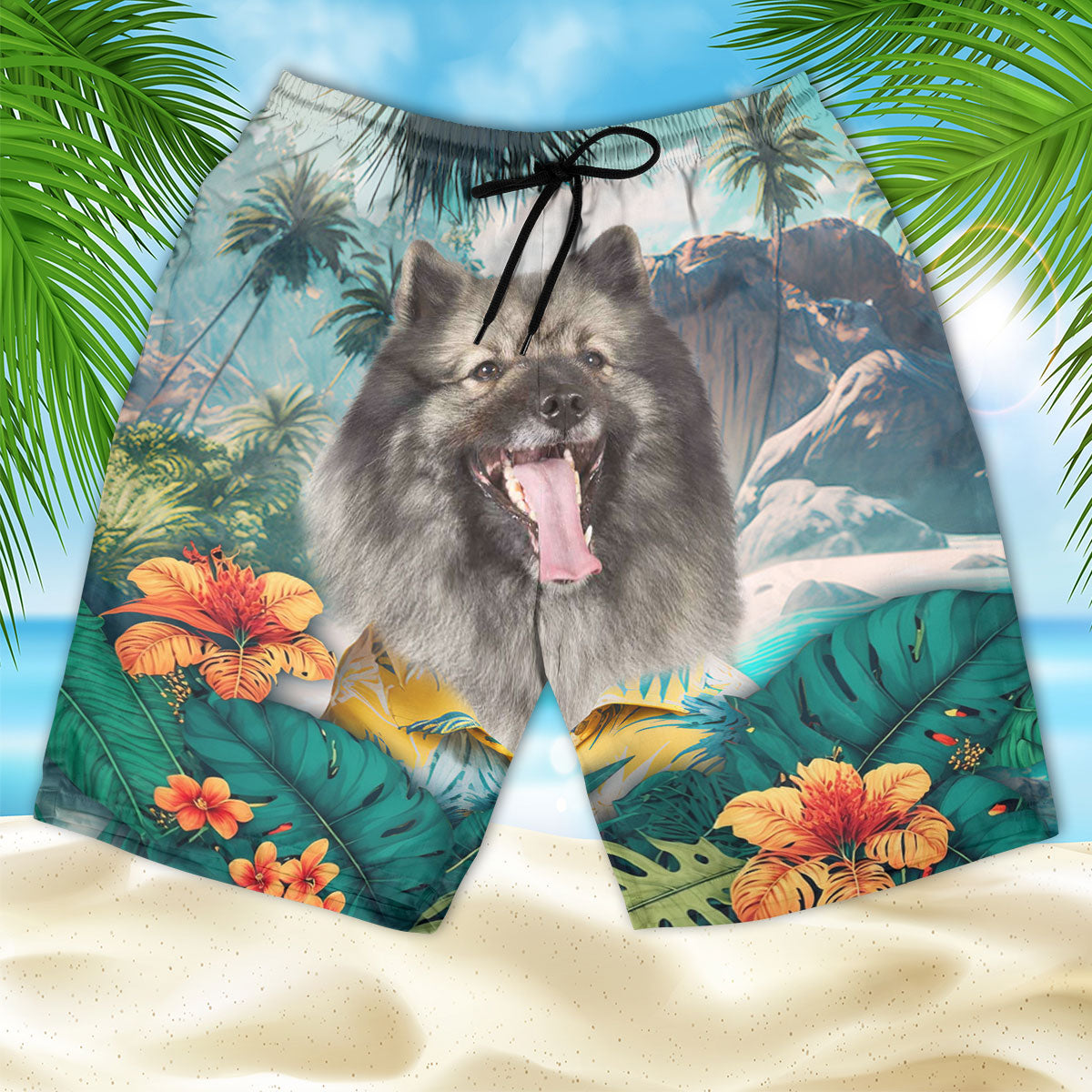 Keeshond - 3D Men's Beach Short