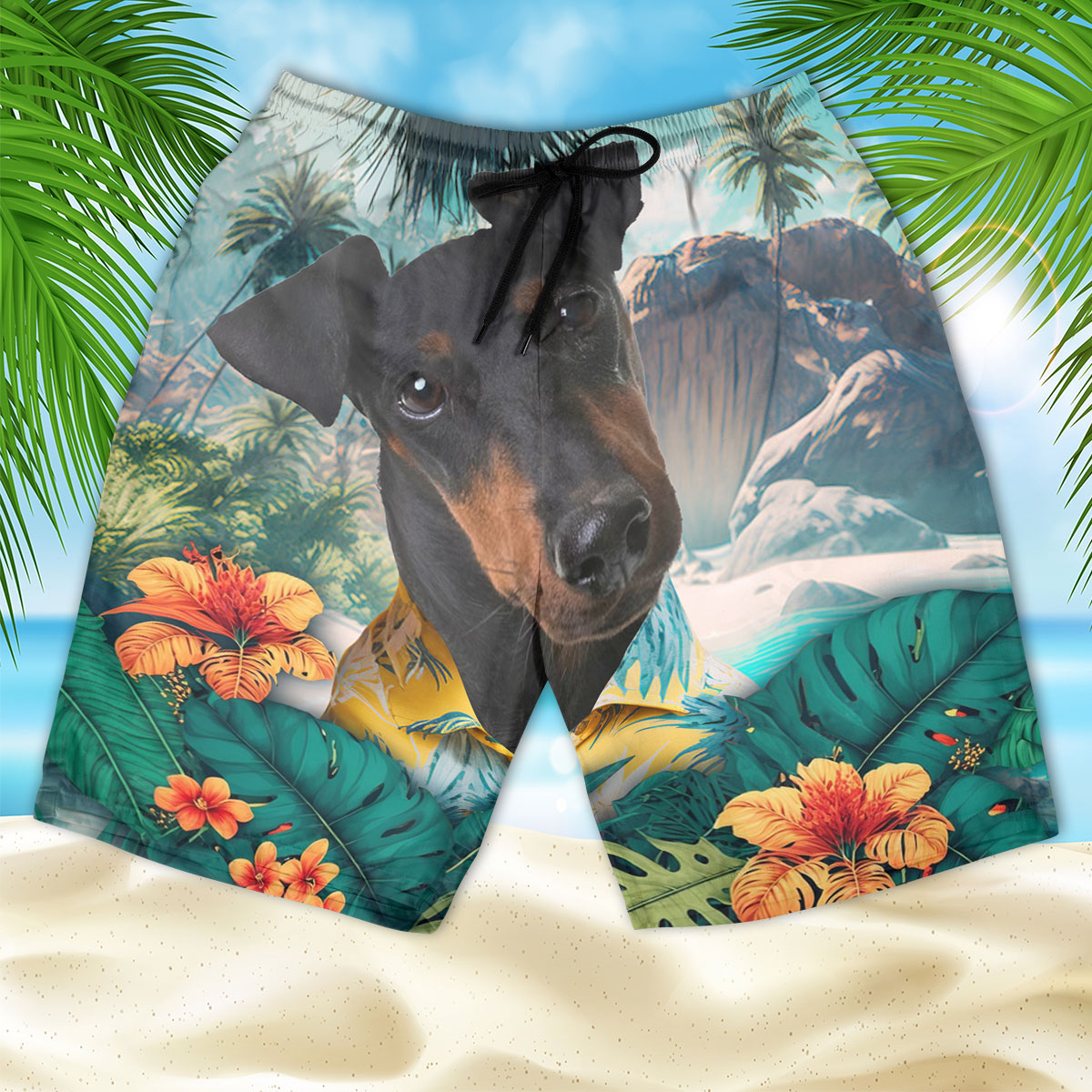 Manchester Terrier - 3D Men's Beach Short