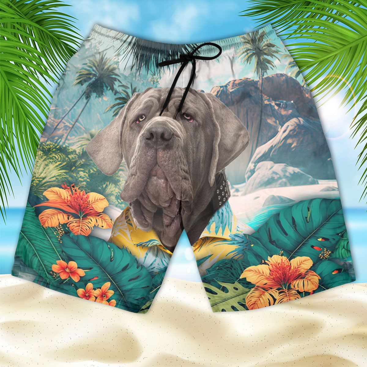 Neapolitan Mastiff - 3D Men's Beach Short