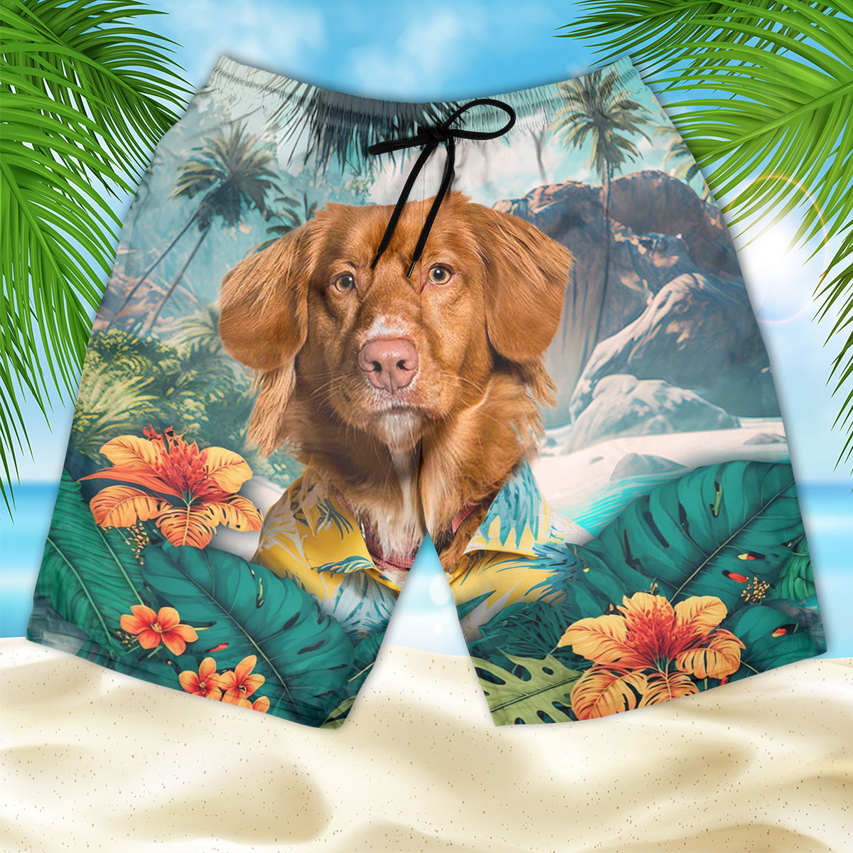 Nova Scotia Duck Tolling Retriever - 3D Men's Beach Short