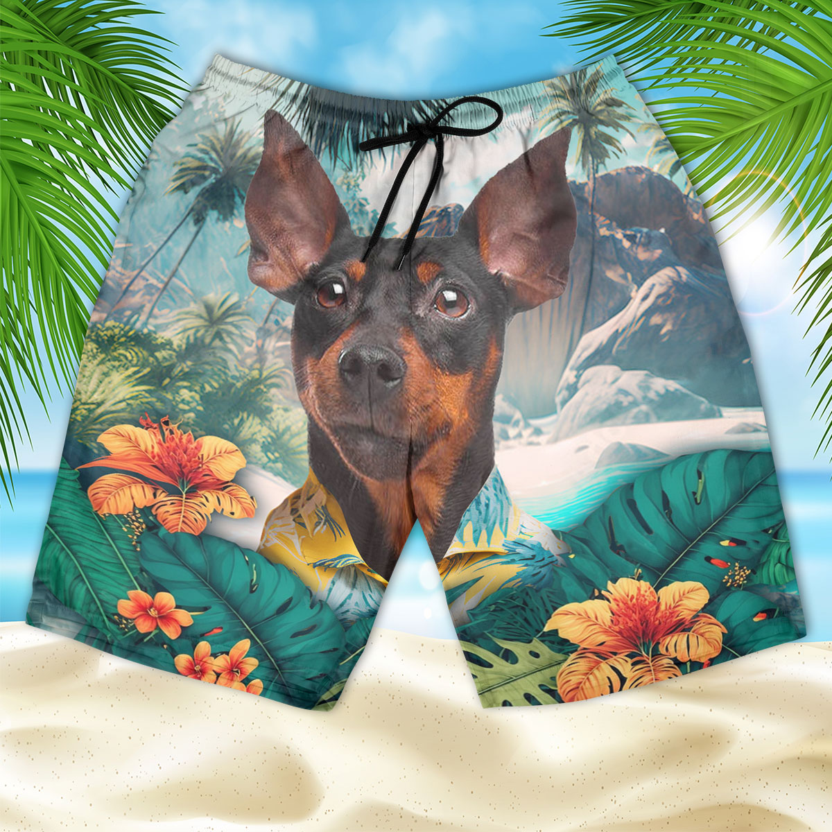 Pinscher - 3D Men's Beach Short