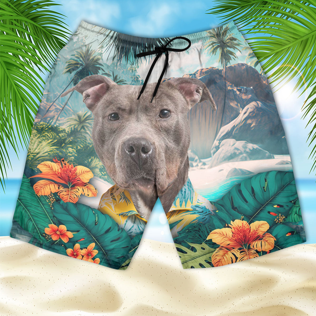 Pitbull - 3D Men's Beach Short