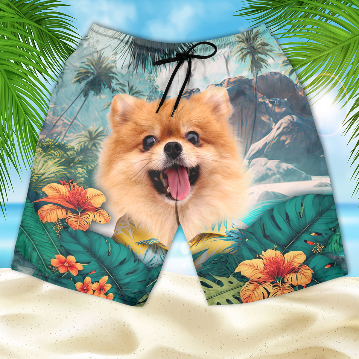 Pomeranian - 3D Men's Beach Short