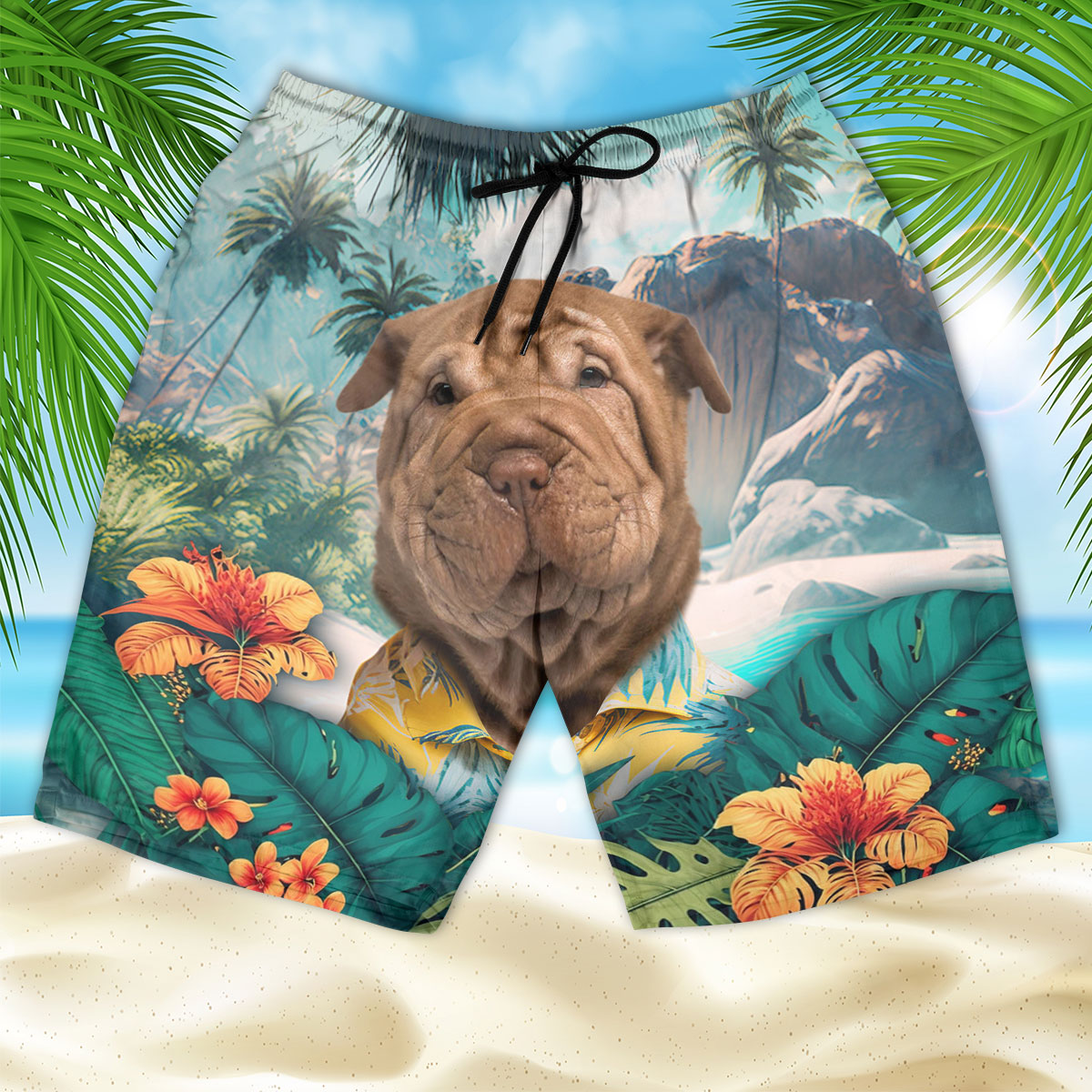Shar Pei - 3D Men's Beach Short
