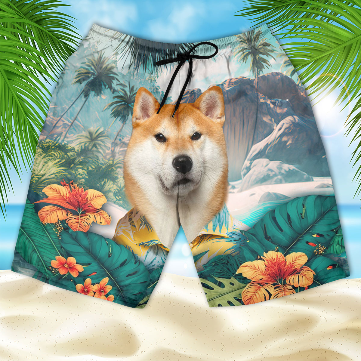 Shiba Inu - 3D Men's Beach Short