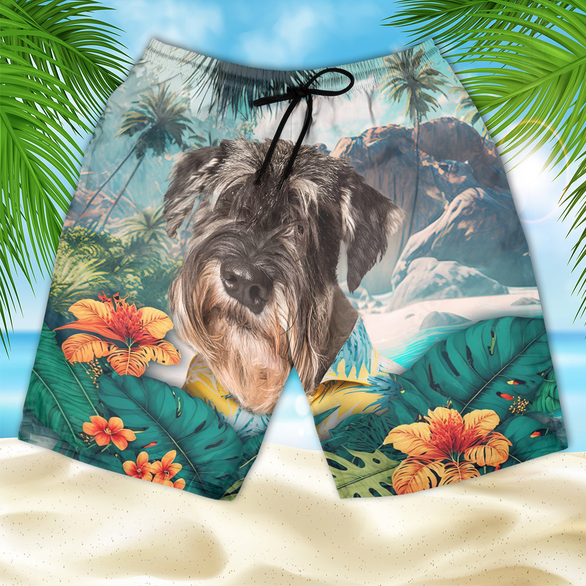 Standard Schnauzer - 3D Men's Beach Short