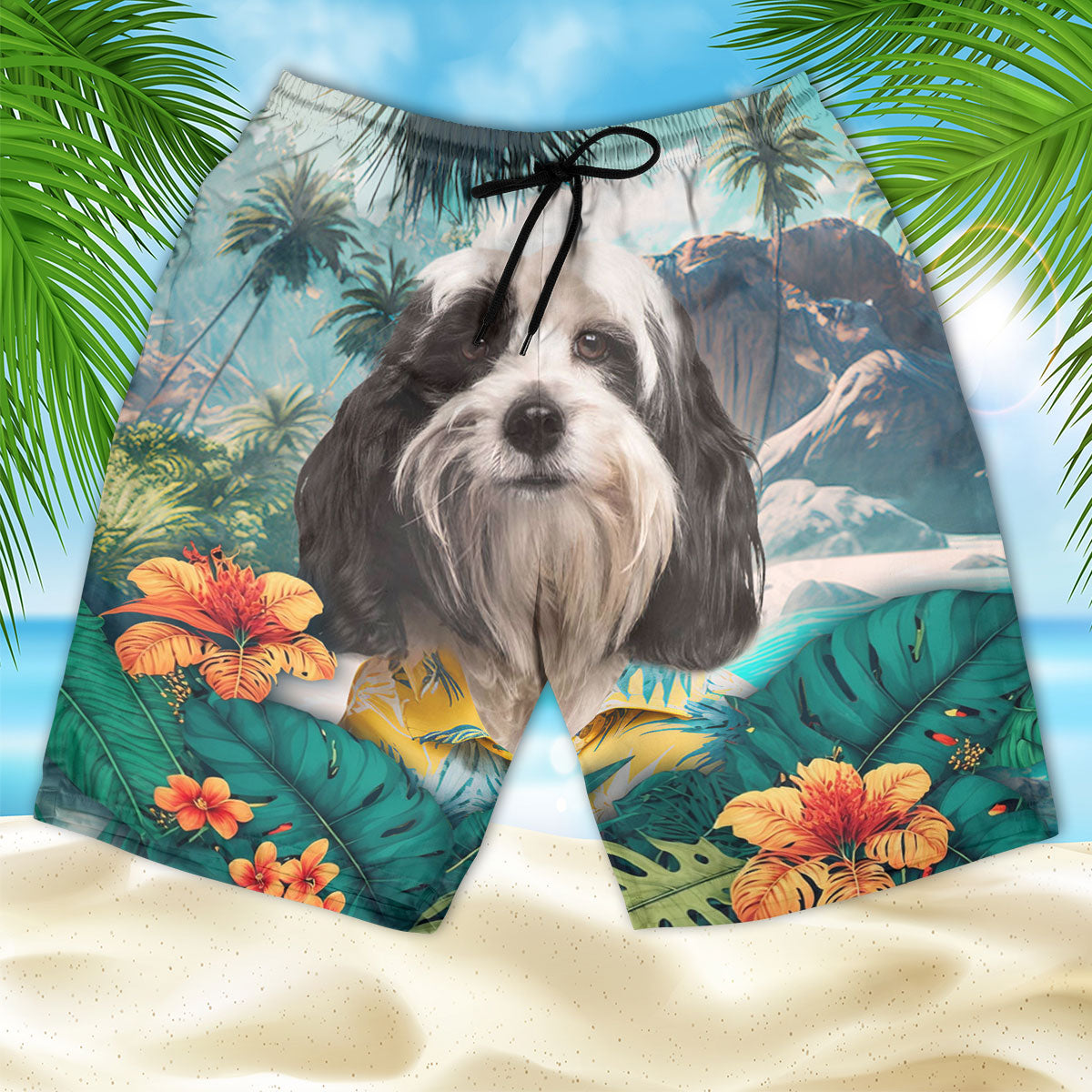 Tibetan Terrier - 3D Men's Beach Short