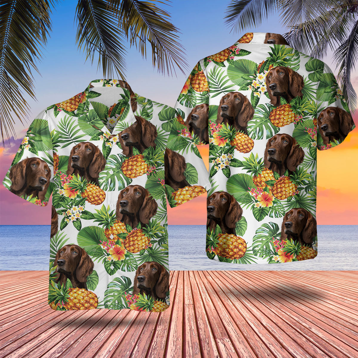Irish Setter AI - Tropical Pattern Hawaiian Shirt