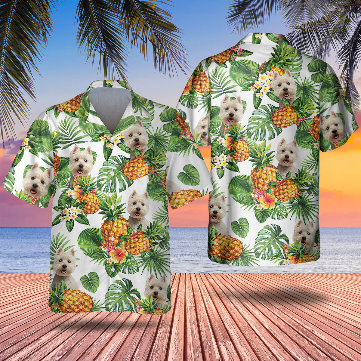West Highland White Terrier - Tropical Pattern Hawaiian Shirt