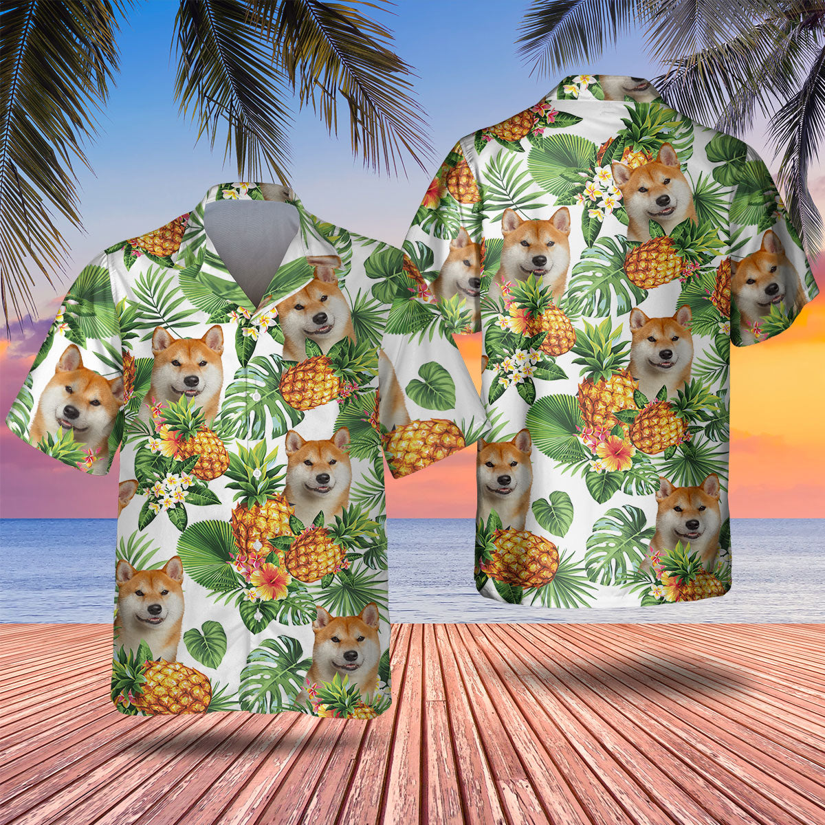 Akita Inu - Tropical Pattern Hawaiian Shirt