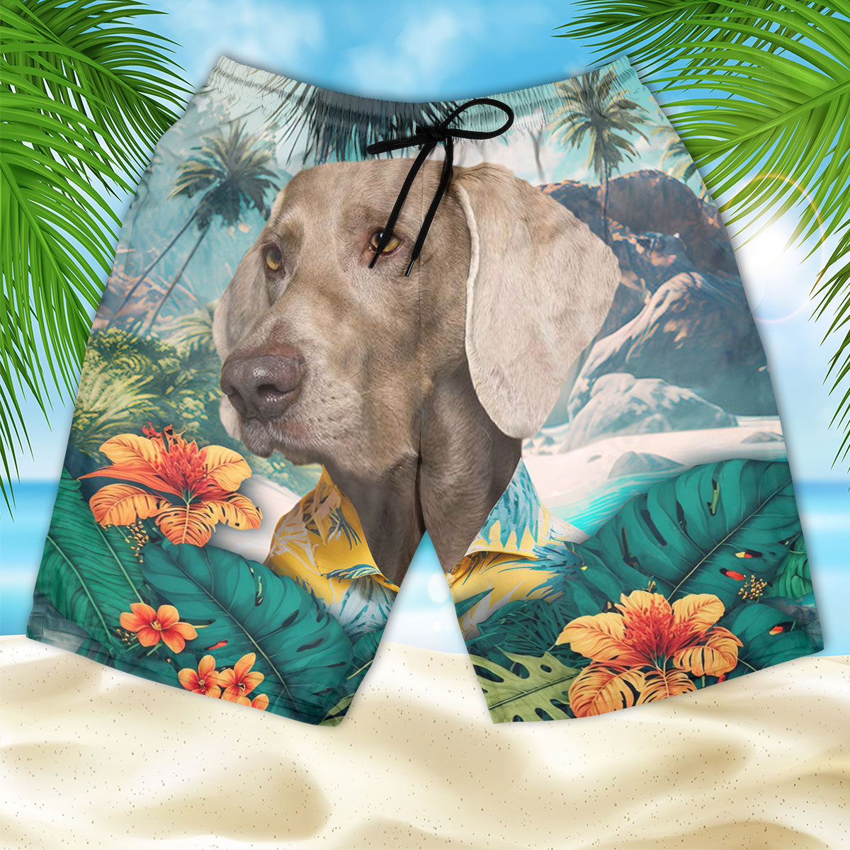 Weimaraner - 3D Men's Beach Short