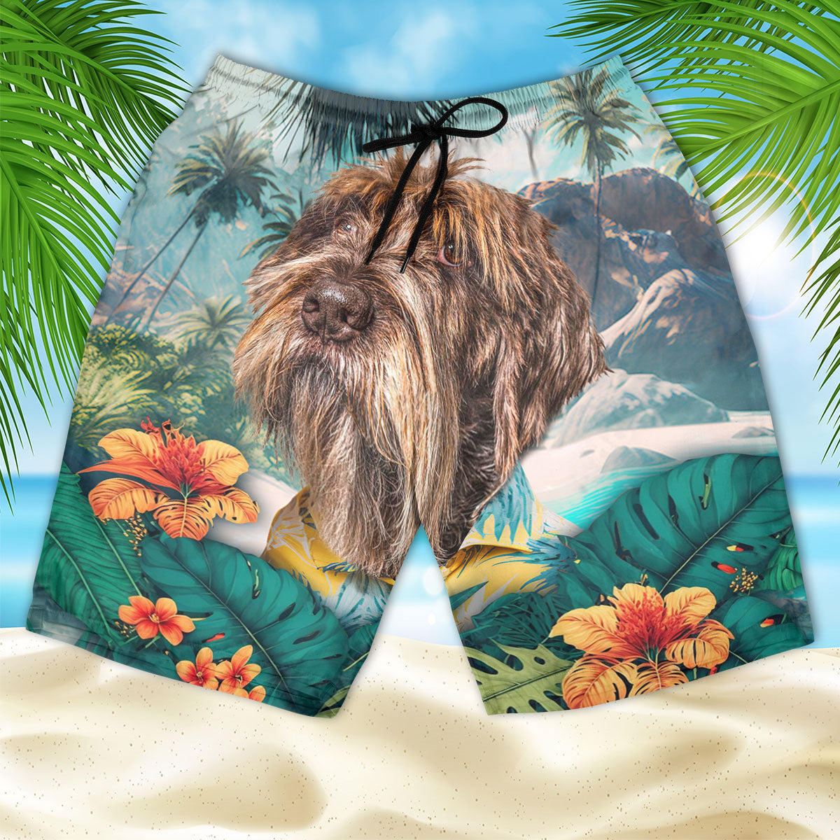 Wirehaired Pointing Griffon - 3D Men's Beach Short