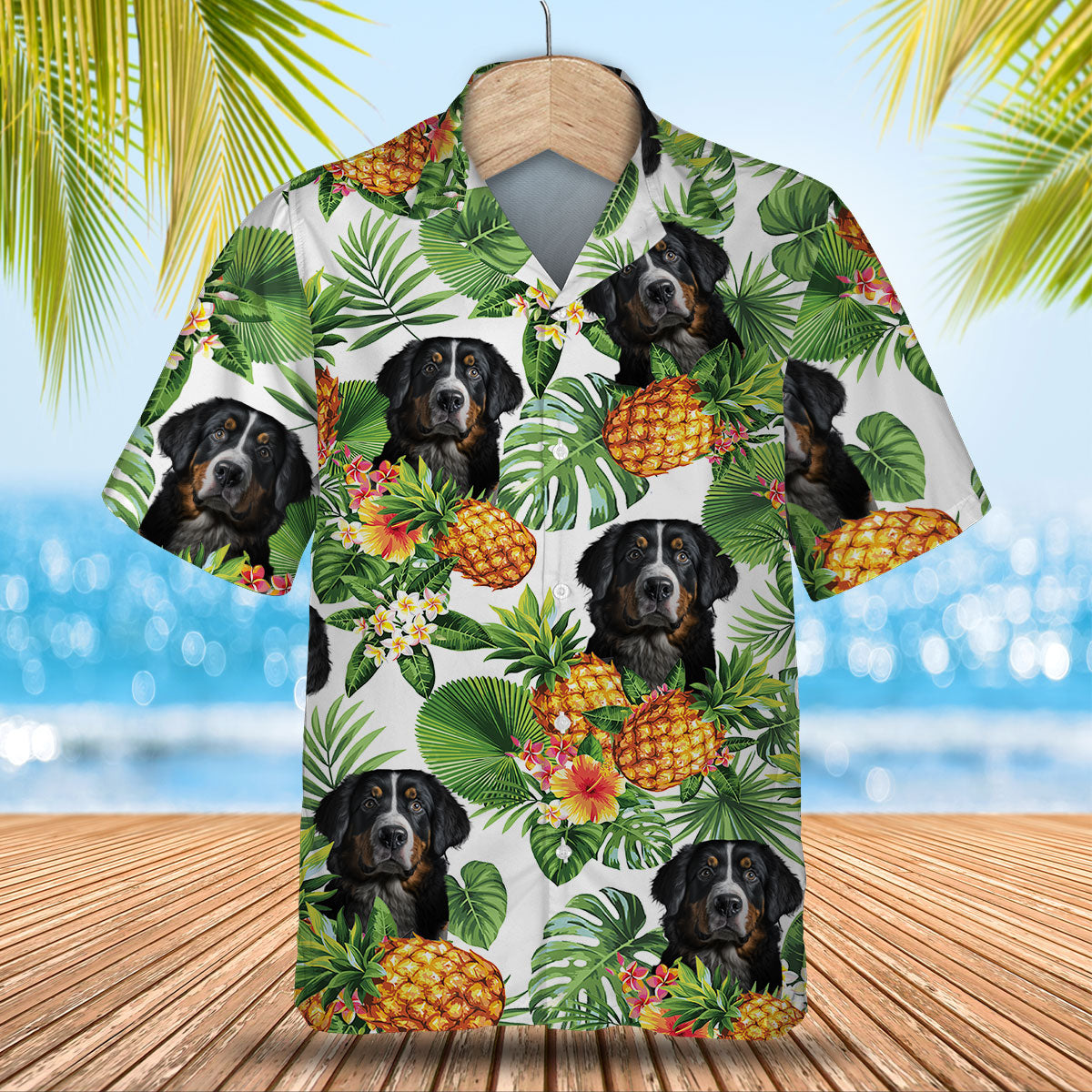Bernese Mountain AI - Tropical Pattern Hawaiian Shirt
