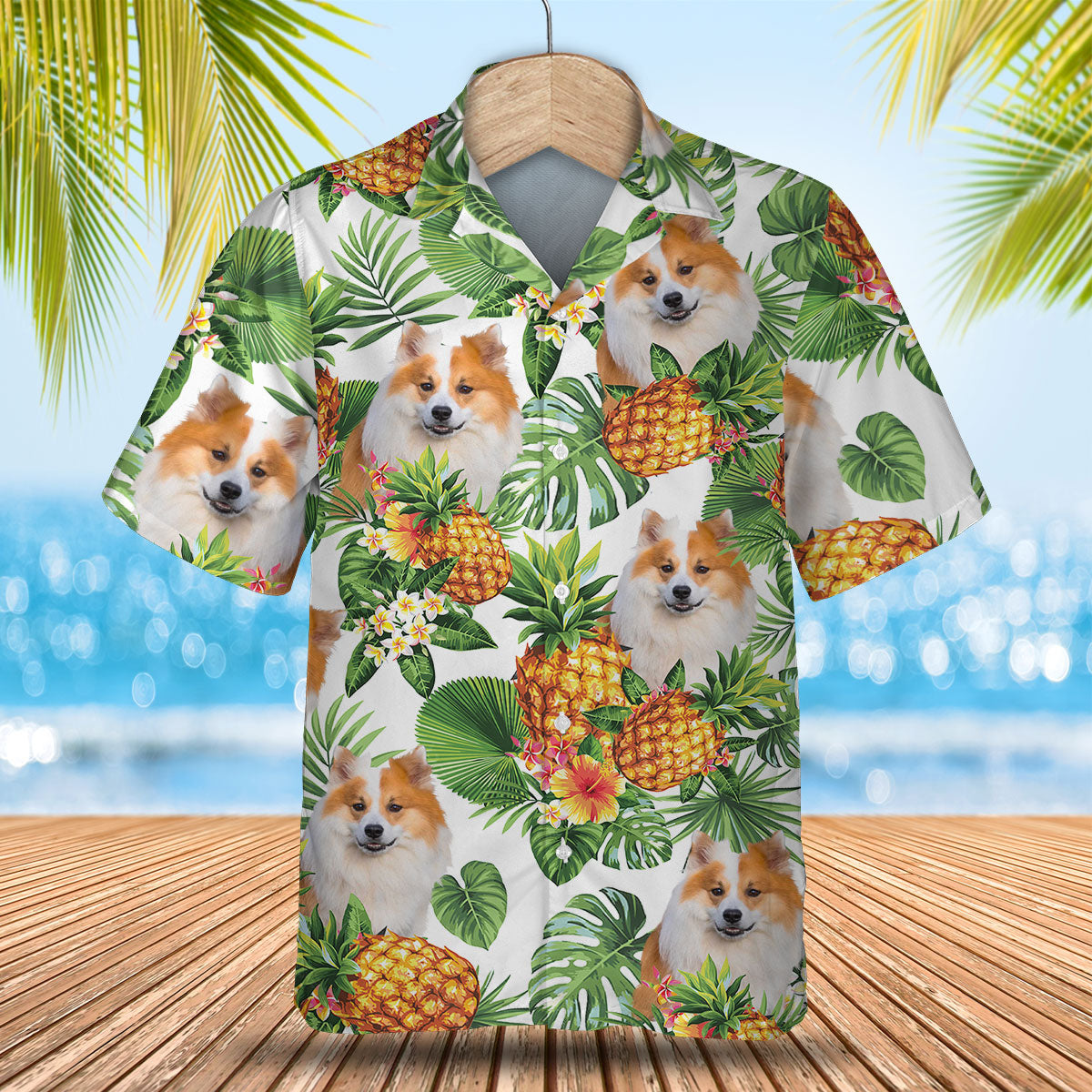 Icelandic Sheepdog - Tropical Pattern Hawaiian Shirt