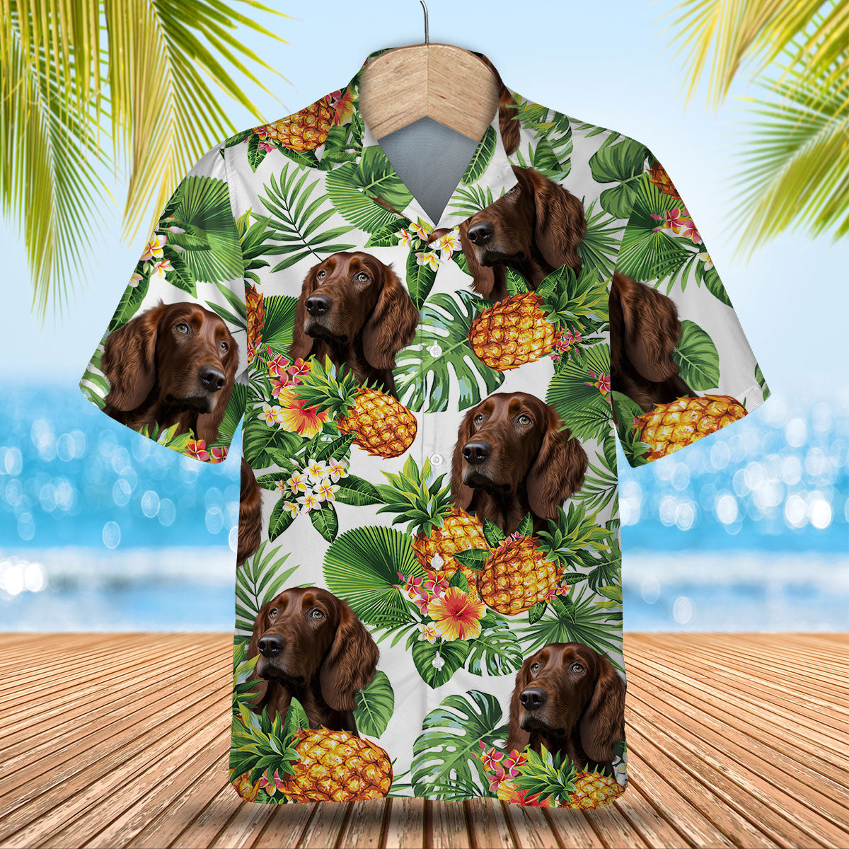Irish Setter AI - Tropical Pattern Hawaiian Shirt