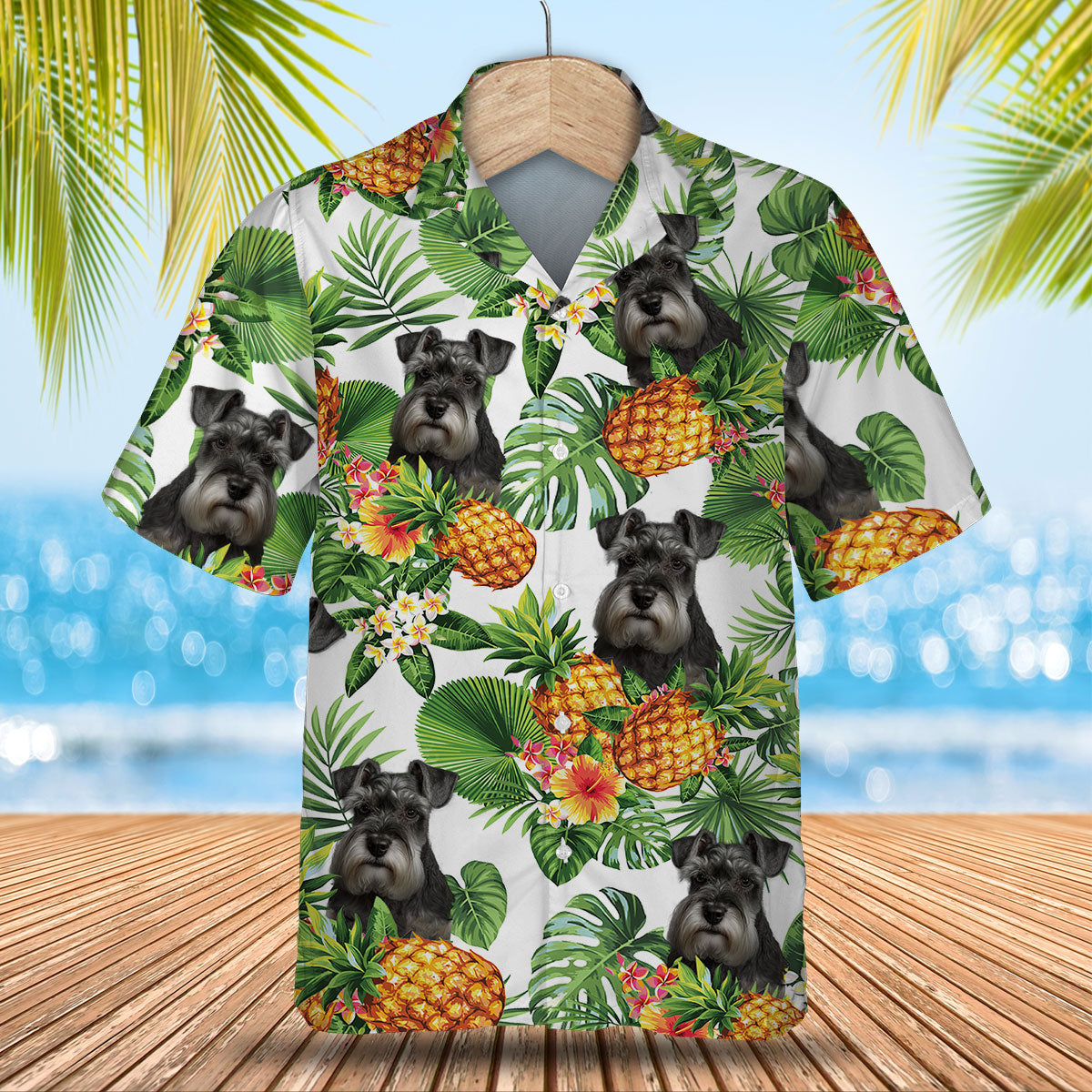 Miniature Schnauzer AI - Tropical Pattern Hawaiian Shirt