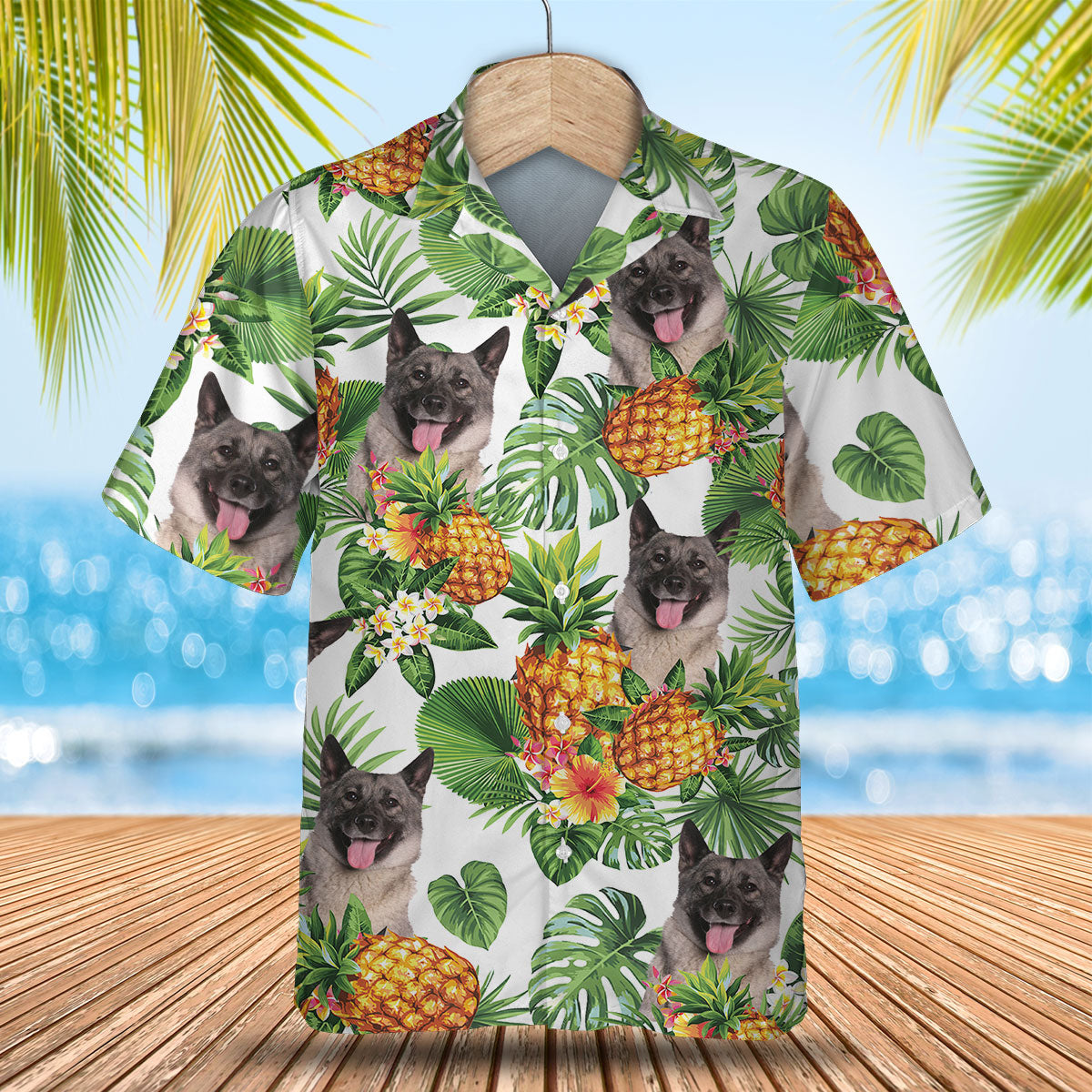 Norwegian Elkhound - Tropical Pattern Hawaiian Shirt
